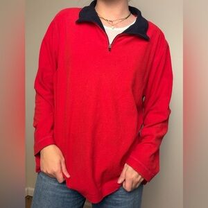 vintage LANDS END red quarter 1/4 zip pullover XL cabincore
